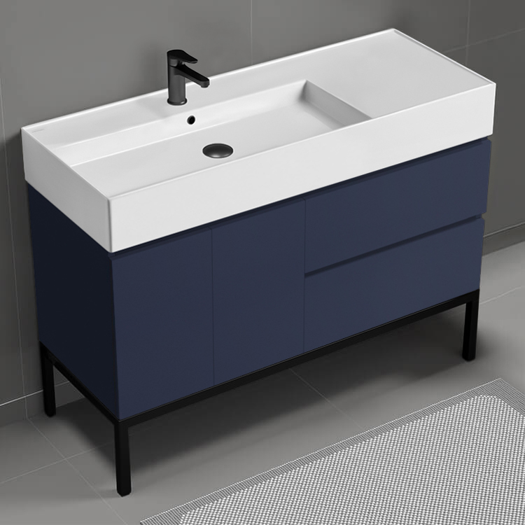 Nameeks BLOCK91 48 Inch Bathroom Vanity, Free Standing, Night Blue